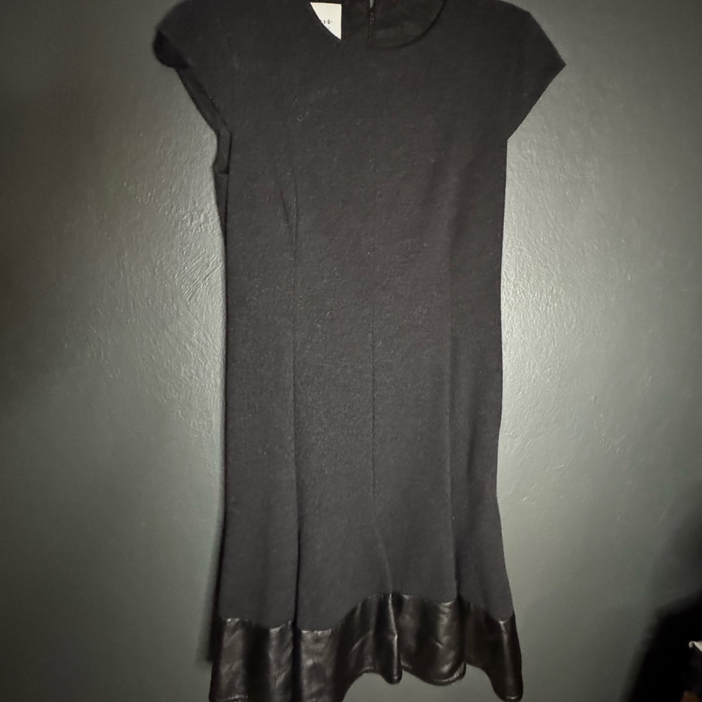 AKRIS  Black Dress with Leather Trim